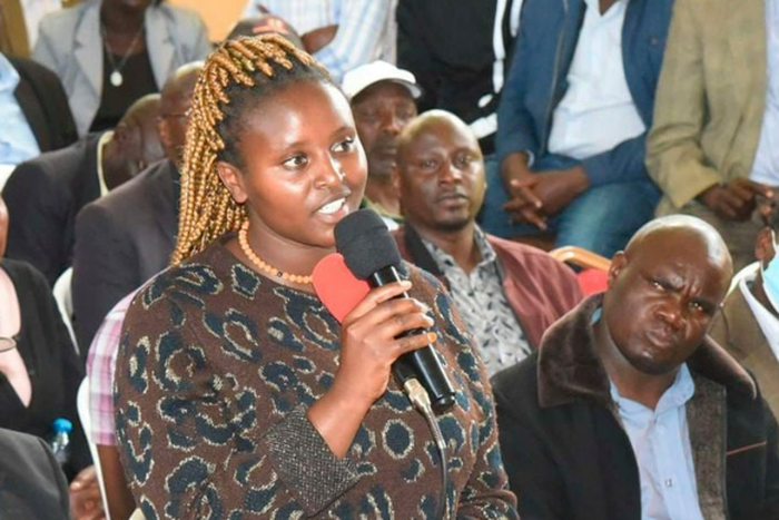 Mercy Tarus speaking during a baraza convened by Uasin Gishu Governor Jonathan Bii