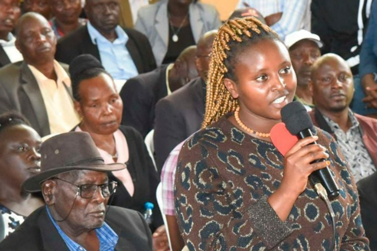 Mercy Tarus speaking during a baraza convened by Uasin Gishu Governor Jonathan Bii