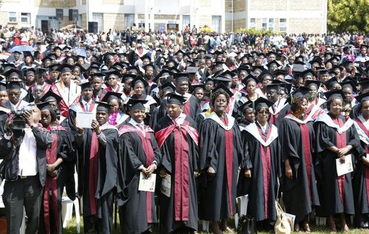 Past graduation at a university in Kenya (Twitter)