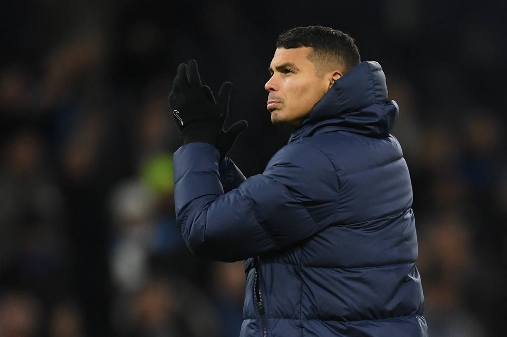 Thiago Silva of Chelsea reacts at full time of Chelsea vs Manchester City on January 8, 2023.