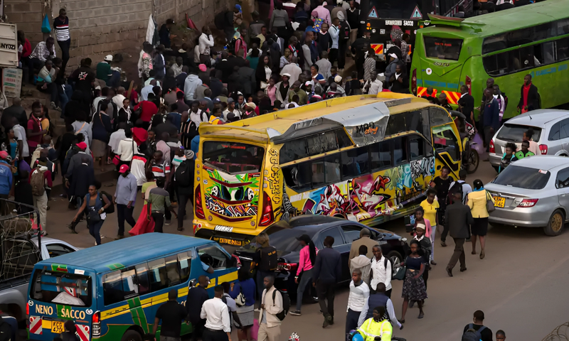 Matatus in a stage