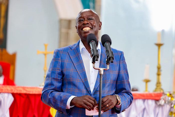 Deputy President Rigathi Gachagua speaking at the Sacred Heart Endarasha Catholic Church, Kieni Constituency, Nyeri County.