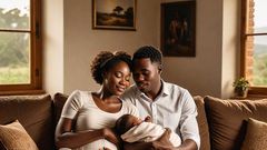 An AI-generated image of a couple sited on a sofa and carrying a child (Source - Hotpot.ai)