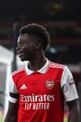 Bukayo Saka celebrates after the Premier League match at the Emirates Stadium on December 26, 2022.
