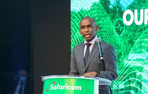 Peter Ndegwa CEO Safaricom, speaking at a media showcase for the launch of the company's 5G service in Kenya, March 26, 2021.