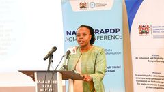 Data Commissioner Immaculate Kassait during an engagement with the press in Nairobi on April 29, 2024