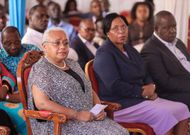 Former First Lady Margret Kenyatta when they visited the family of Prof George Magoha