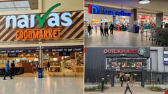 A collage of Naivas Supermarket, Quickmart Kenya and Carrefour Kenya