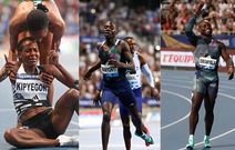 Faith Kipyegon (gold in women’s 5000m), Emmanuel Wanyonyi (gold in men’s 800m) and Africa’s fastest man, Ferninand Omanyala (silver in men’s 100m) at the Paris Diamond League.