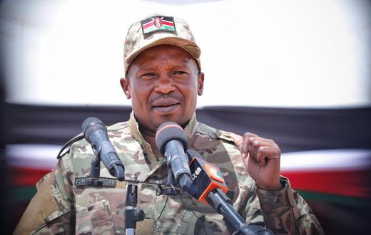 Interior CS Kithure Kindiki speaking during a visit to the Moyale One Stop Border on February 3, 2023