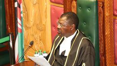 National Assembly Speaker Moses Wetangula speaking in Parliament on June 6, 2023