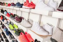 Shoes on a shoe rack