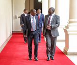 Chief of Staff and Head of Public Service Felix Koskei and  Ministry of Co-operatives and Micro Small and Medium Enterprises Development Simon Chelgui during a Cabinet meeting on July 18, 2023