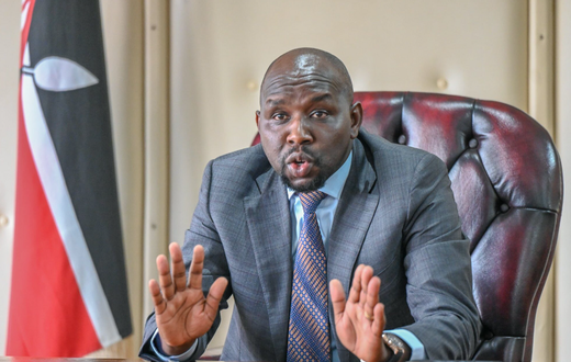 Roads & Transport Cabinet Secretary Kipchumba Murkomen in his office