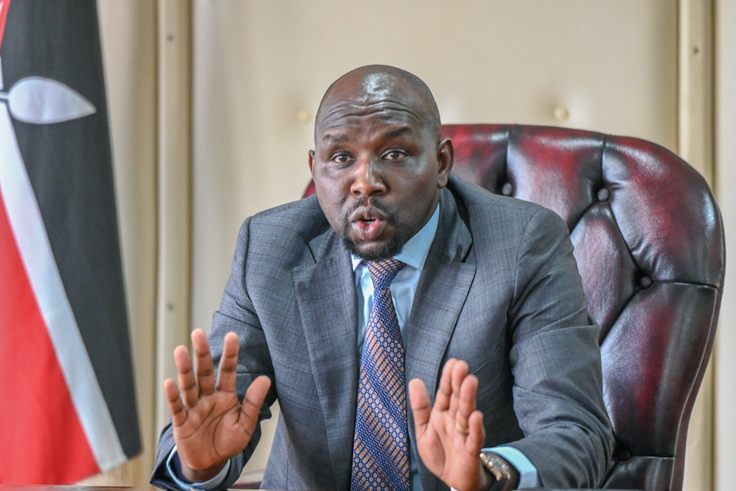 Roads & Transport Cabinet Secretary Kipchumba Murkomen in his office