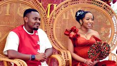 Investments, Trade and Industry Rebecca Miano's son Peter Miano with his wife Wambui Kibe during their traditional wedding