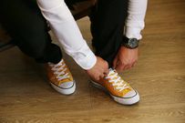 A person wearing shoes