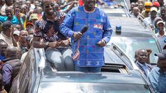 Former Prime Minister and Azimio la Umoja-One Kenya coalition leader Raila Odinga during a rally in Keroka in Kisii county on Friday, February 17, 2023