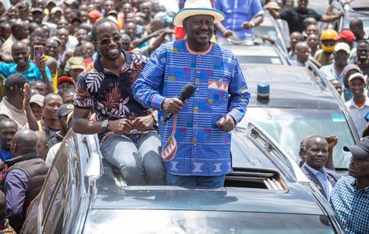 Former Prime Minister and Azimio la Umoja-One Kenya coalition leader Raila Odinga during a rally in Keroka in Kisii county on Friday, February 17, 2023