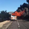 Mombasa bound bus catches fire