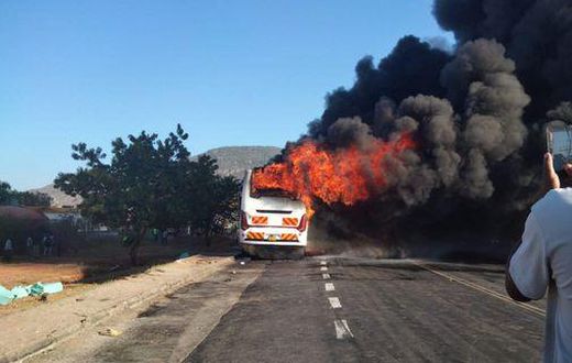 Mombasa bound bus catches fire