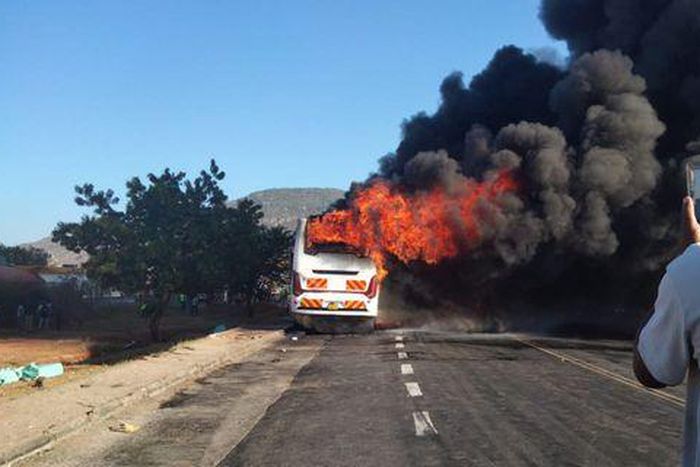 Mombasa bound bus catches fire