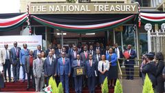 Treasury CS Njuguna Ndung'u arrives in Parliament to deliver the 2023/24 Budget Policy Statement