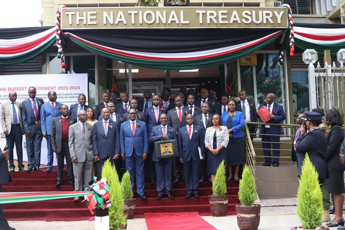 Treasury CS Njuguna Ndung'u arrives in Parliament to deliver the 2023/24 Budget Policy Statement