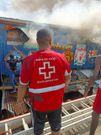 The Kenya Red Cross Society disaster response team at a fire incident in Korogocho, Nairobi on December 9, 2023