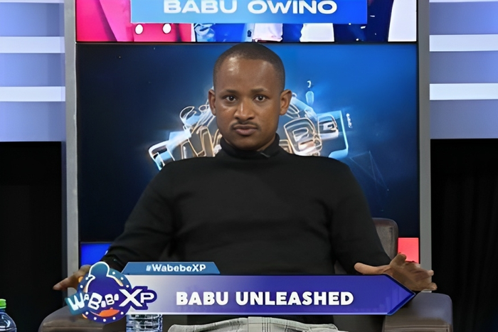 A snip image of Embakasi East MP Babu Owino when he appeared on Wabebe XP show hosted by Willys Raburu