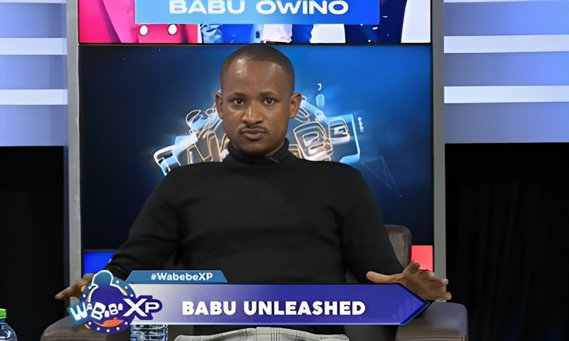 A snip image of Embakasi East MP Babu Owino when he appeared on Wabebe XP show hosted by Willys Raburu