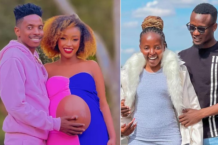 From left: Eric Omondi & fiancée Lynne, Eve Mungai & boyfriend Director Trevor