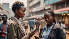 An AI generated image of people using their phones