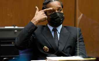 Rakim Mayers, aka A$AP Rocky, in the Clara Shortridge Foltz Criminal Justice Center during a preliminary hearing in his assault with a semiautomatic firearm case in Los Angeles.(Allison Dinner/EPA via AP, Pool)