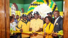 File image of Deputy President Rigathi Gachagua, President William Ruto, UDA Chairperson Cecily Mbarire, UDA Secretary General Cleophas Malala during the launch of the UDA offices at Nyeri County on September 9, 2023.