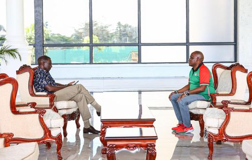 President William Ruto speaking with Dennis Itumbi at State House, Nairobi