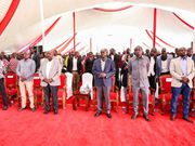 Deputy President Rigathi Gachagua and other worshipers during an Interdenominational Church Service at Ol Motonyi Primary School grounds in Kilgoris, Narok