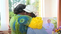 A screenshot image showing 2nd Lady Dorcas Rigathi consoling & Rev Kathy Kiuna after the death of Bishop Allan Kiuna