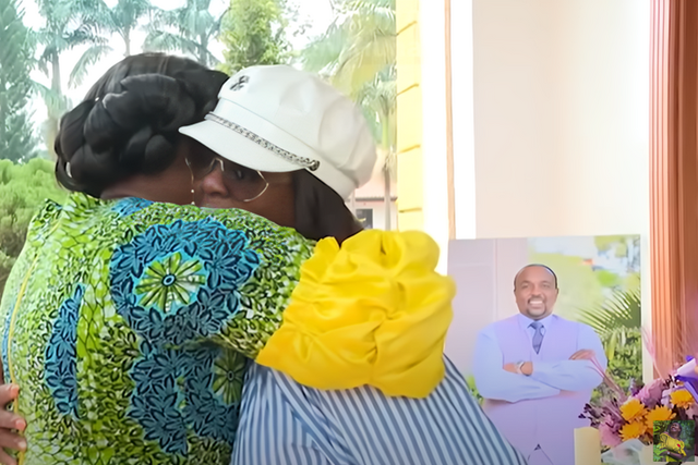 A screenshot image showing 2nd Lady Dorcas Rigathi consoling & Rev Kathy Kiuna after the death of Bishop Allan Kiuna