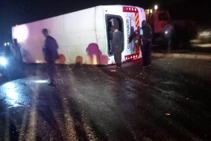 Overturned Easy Coach bus in Kisumu-Kakamega Highway