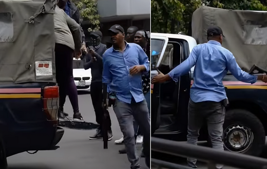 A plain cloth officer firing at journalists at close range during the protests