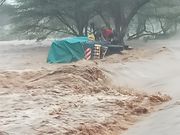 Lorry washed away by floodwaters in Samburu county