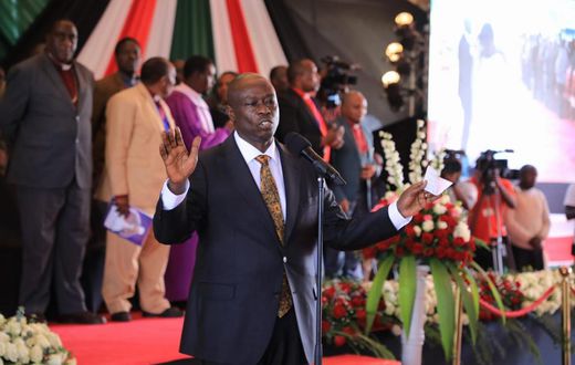DP Rigathi Gachagua during the burial of freedom fighter Mukami Kimathi