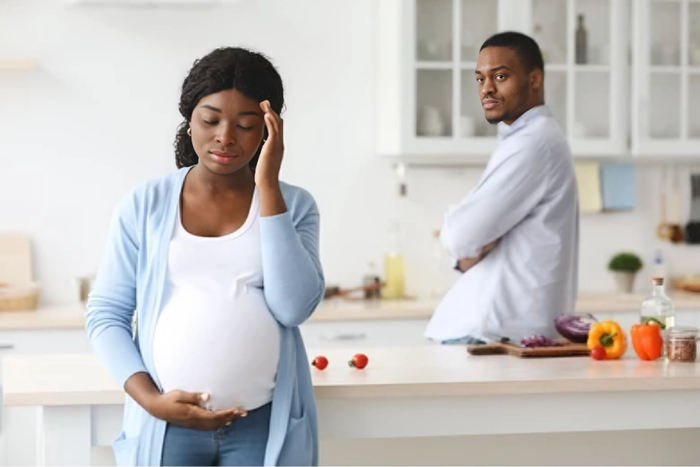 Pregnant woman having a quarrel with her husband