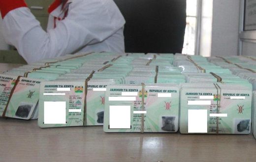 File image of national ID cards at a government office