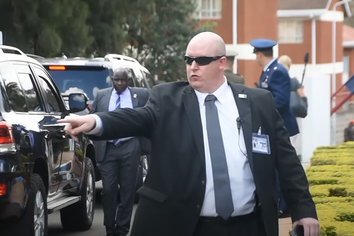 United States Secret Service officers during U.S. Defense Secretary Lloyd James Austin III's visit to Kenya