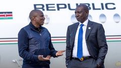 President William Ruto and Majority Leader Kimani Ichung'wa at JKIA on January 21, 2024