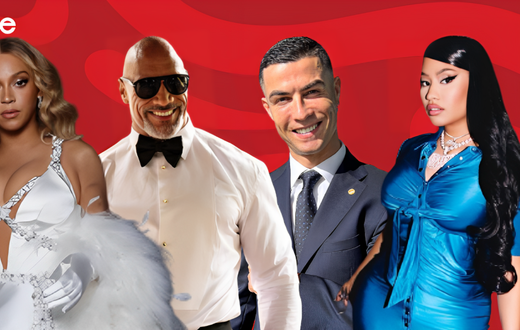 From left: Beyoncé, Dwayne Johnson, Cristiano Ronaldo and Nicki Minaj