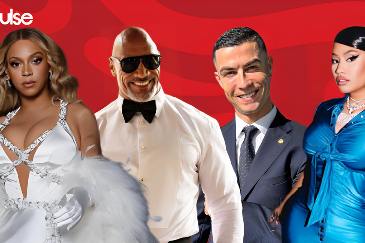 From left: Beyoncé, Dwayne Johnson, Cristiano Ronaldo and Nicki Minaj