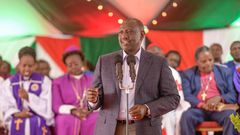 President William Ruto at a church service at Kerugoya stadium, Kirinyaga County on January 22, 2023